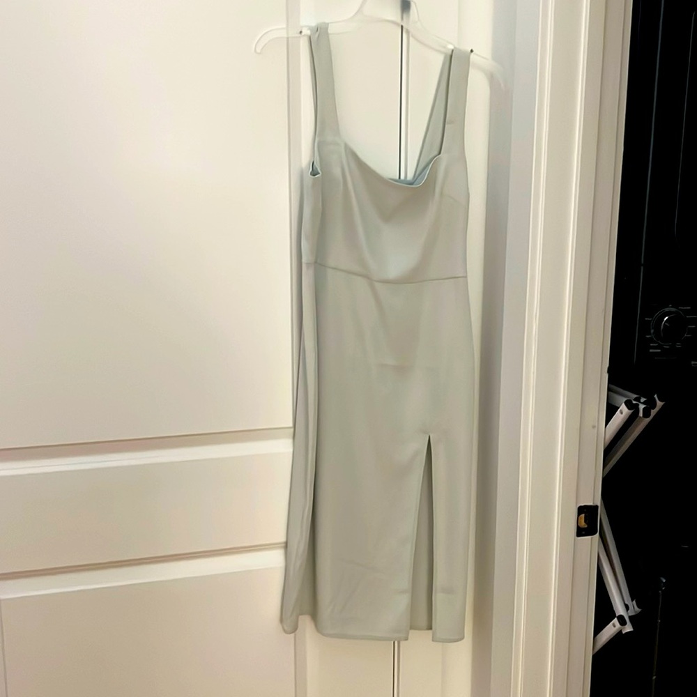 Babaton ‘90s Slit Dress in Aqua Essence
